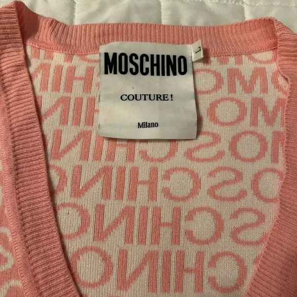 💕 Moschino Couture Pink Knit Logo Skirt Set Size L - Picture 6 of 10